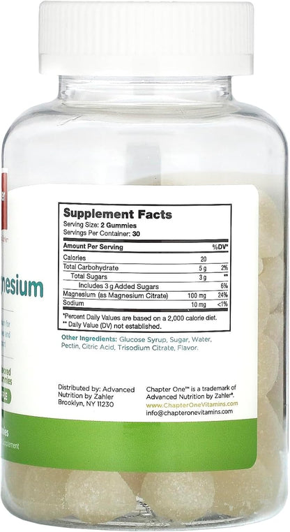 Chapter One Magnesium Gummies - Supports Calm for Kids - Chewable Magnesium Supplement Gummies to Support Muscle Function - Kosher, Dairy-Free & Gluten-Free - Apple, 60 Count